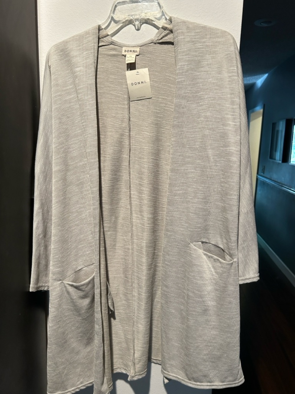 DONNI Ribbed Oversized Open Cardigan/Kimono/Coat in Sandwash (One Size)